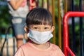 Asian child girl wearing fabric mask Royalty Free Stock Photo